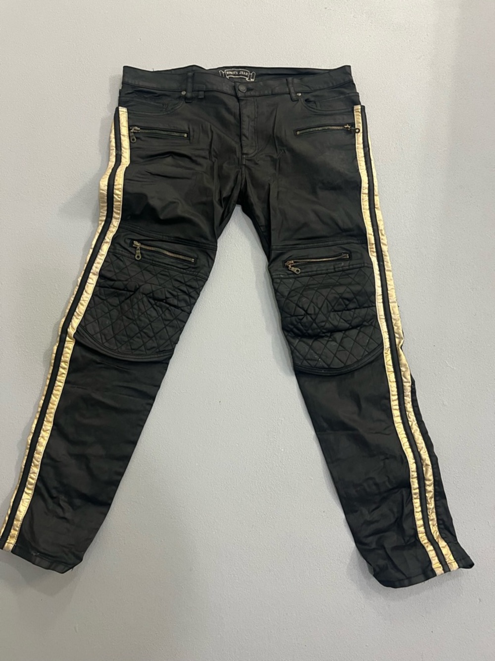 Robin's Jean Black Cargo Pants with Gold Side Stripes